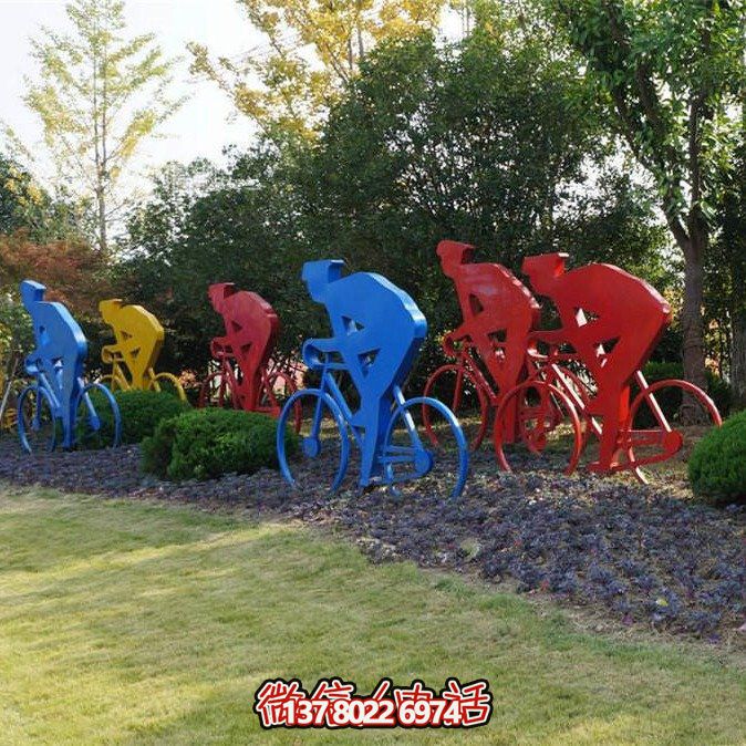 不銹鋼剪影賽車擺件，點綴公園草坪