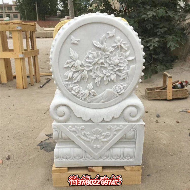 經(jīng)典石雕藝術(shù)，漢白玉石雕大理石門口門墩鎮(zhèn)宅鼓抱雕塑戶外裝飾