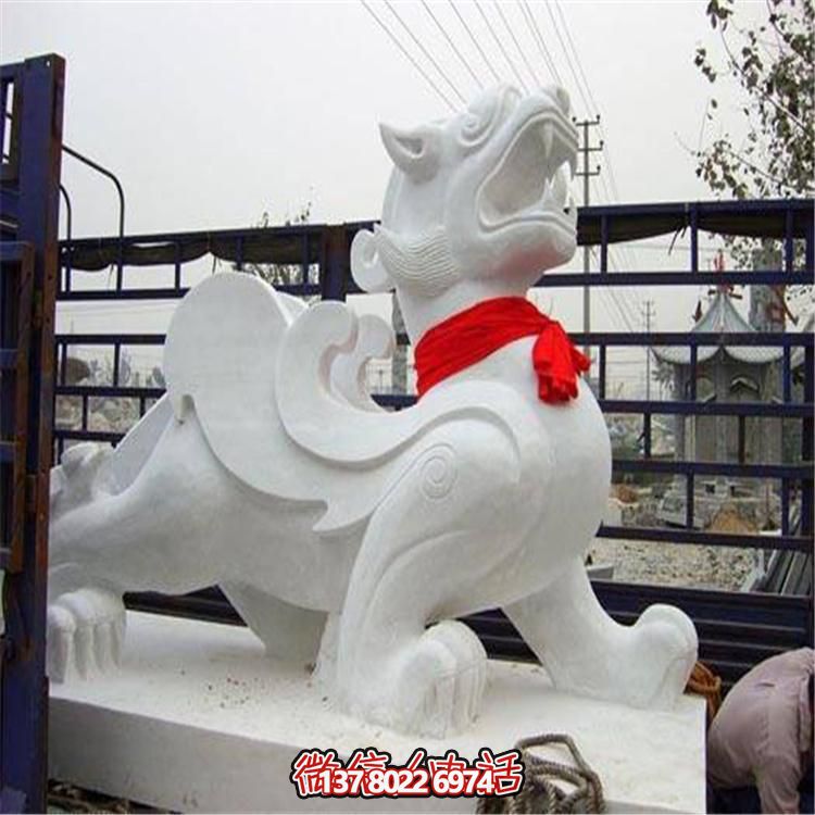 大理石石雕麒麟，古典庭院裝飾精美大型雕塑