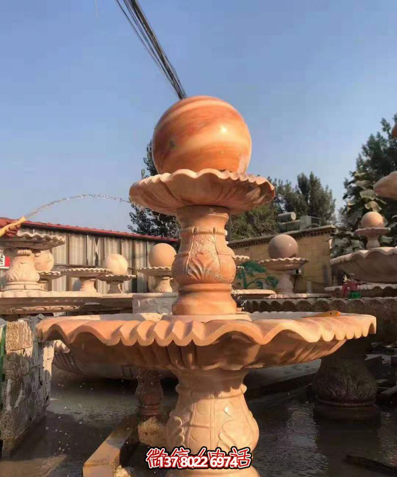 以紅色晚霞為藝術(shù)背景的風水雕塑景觀別墅