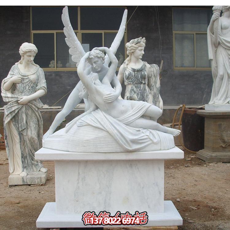 西方天使?jié)h白玉雕塑，美化景區(qū)廣場