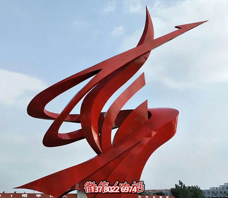 不銹鋼紅色大型商場(chǎng)雕塑裝飾飄帶