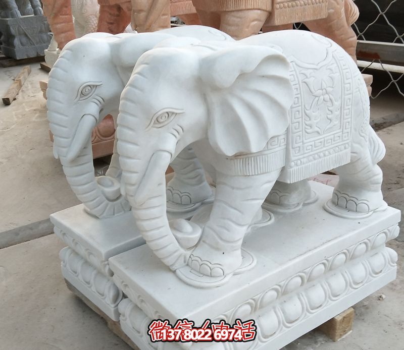 漢白玉雕塑，招財(cái)大象，令您鎮(zhèn)宅景區(qū)庭院更加迷人