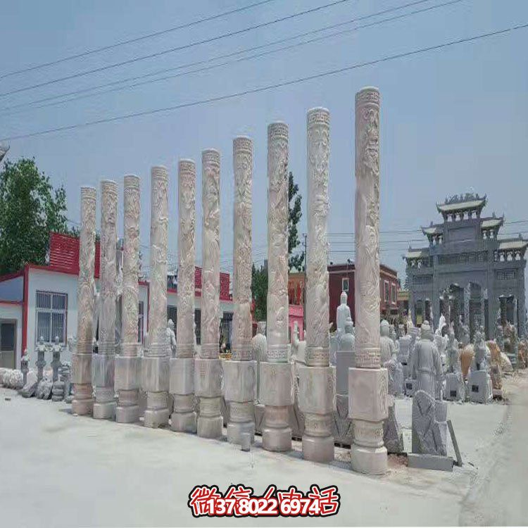 戶(hù)外廣場(chǎng)大型盤(pán)龍石材龍柱雕塑