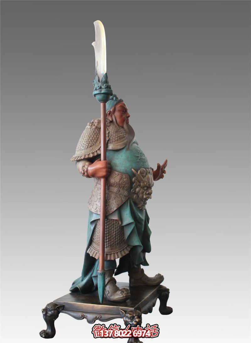 室內(nèi)別墅玻璃鋼彩繪創(chuàng)意關公雕塑