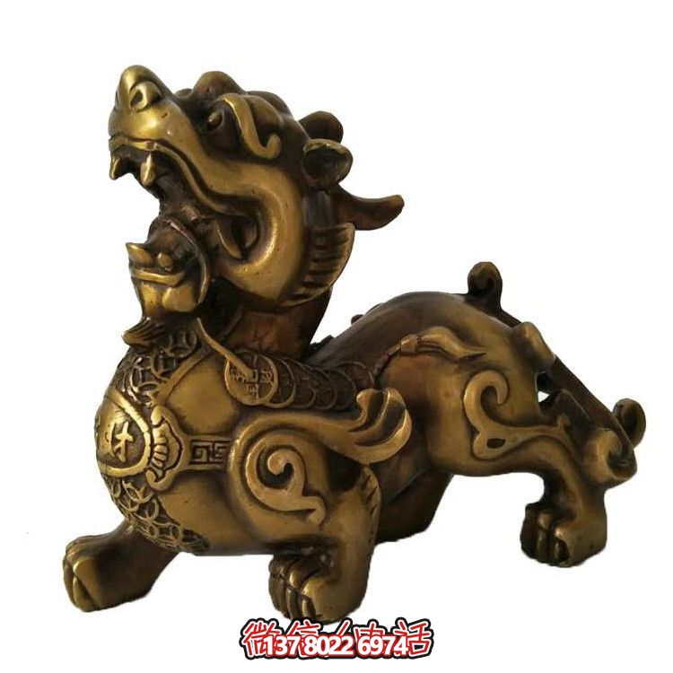 室內創(chuàng)意不銹鋼仿古做舊神獸麒麟雕塑