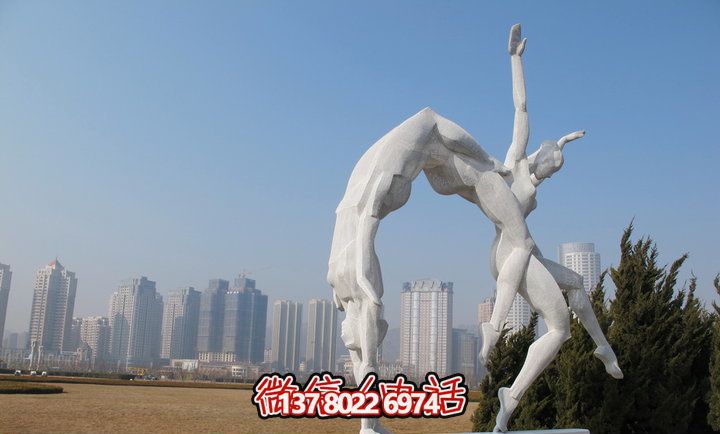 花園創(chuàng)意不銹鋼運(yùn)動體操雕塑