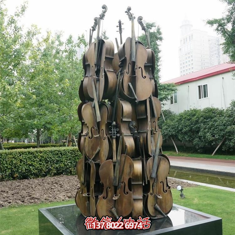 創(chuàng)意玻璃鋼仿真大提琴園林景觀雕塑