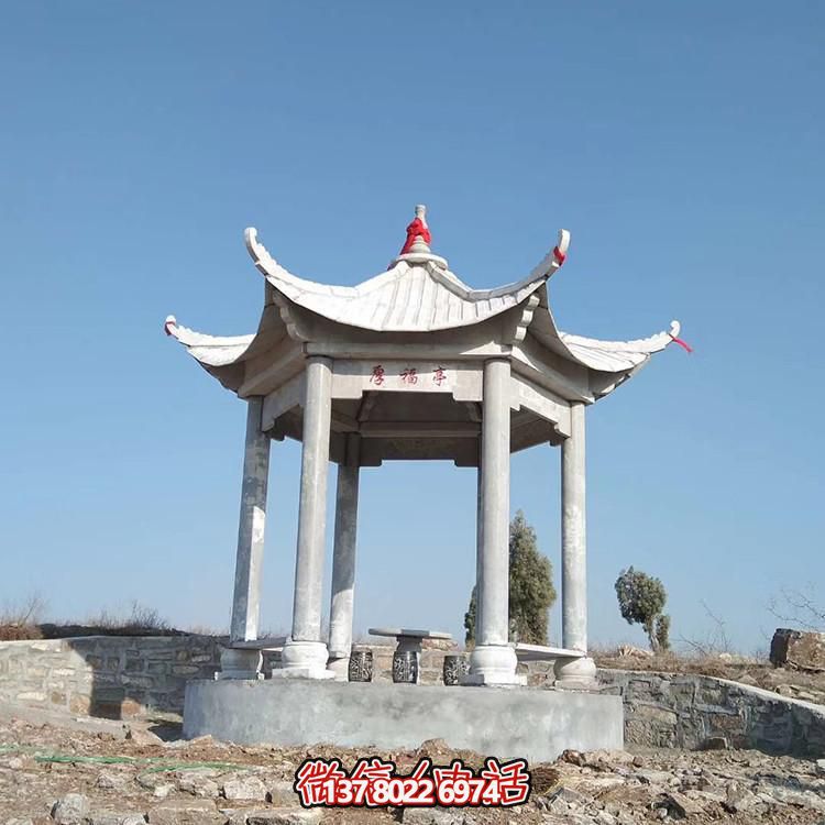 大型景觀大理石戶(hù)外園林中式六角涼亭雕塑