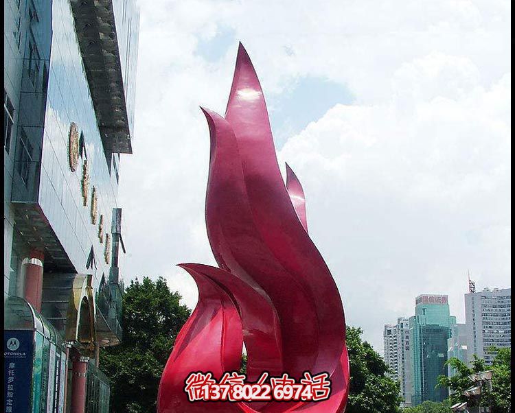 商廈門(mén)口裝飾擺放大型紅色個(gè)性飄帶雕塑