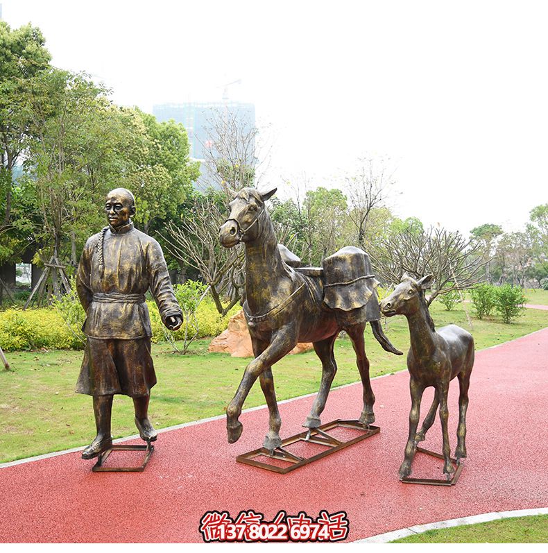 打谷機(jī)打麥場(chǎng)景鑄銅農(nóng)耕主題文化雕像玻璃鋼仿銅人物雕塑