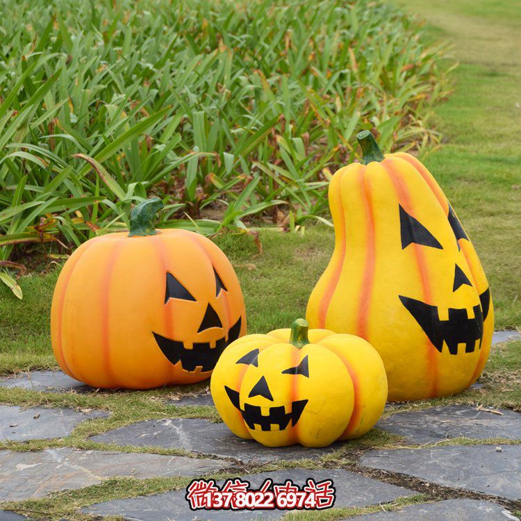 游樂園擺放玻璃鋼卡通萬(wàn)圣節(jié)主題南瓜雕塑