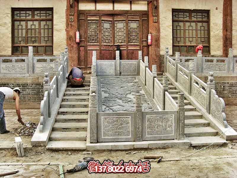 景點(diǎn)臺(tái)階走廊護(hù)欄青石浮雕欄桿