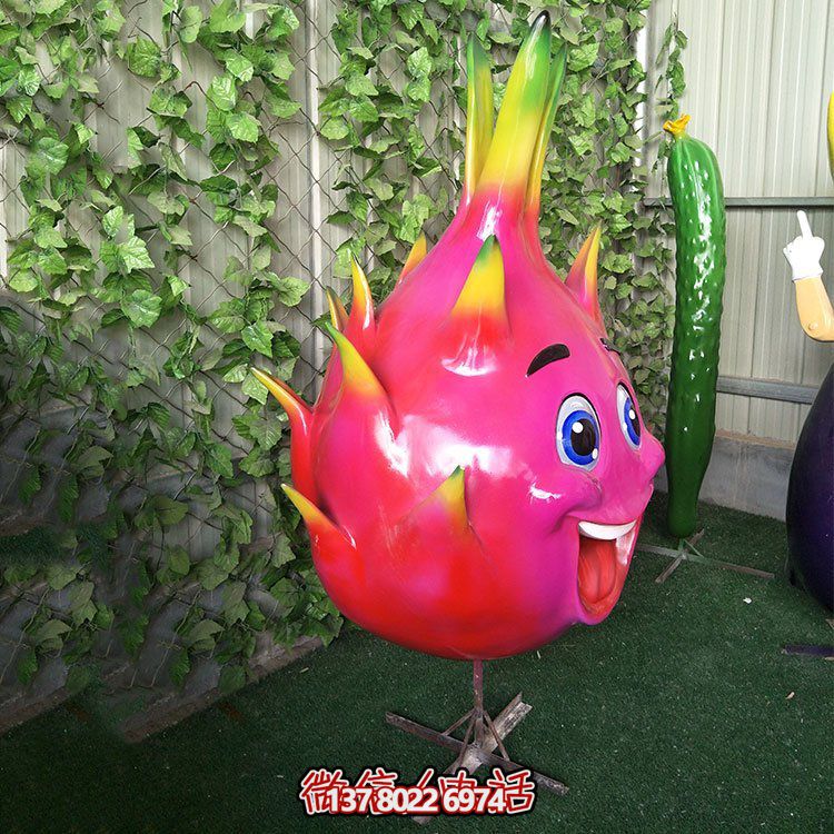 玻璃鋼火龍果，火龍果卡通公仔