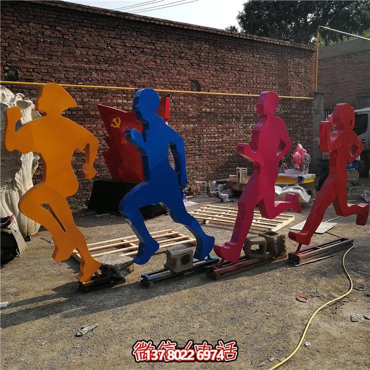 跑步，玻璃鋼剪影抽象人物運(yùn)動雕塑