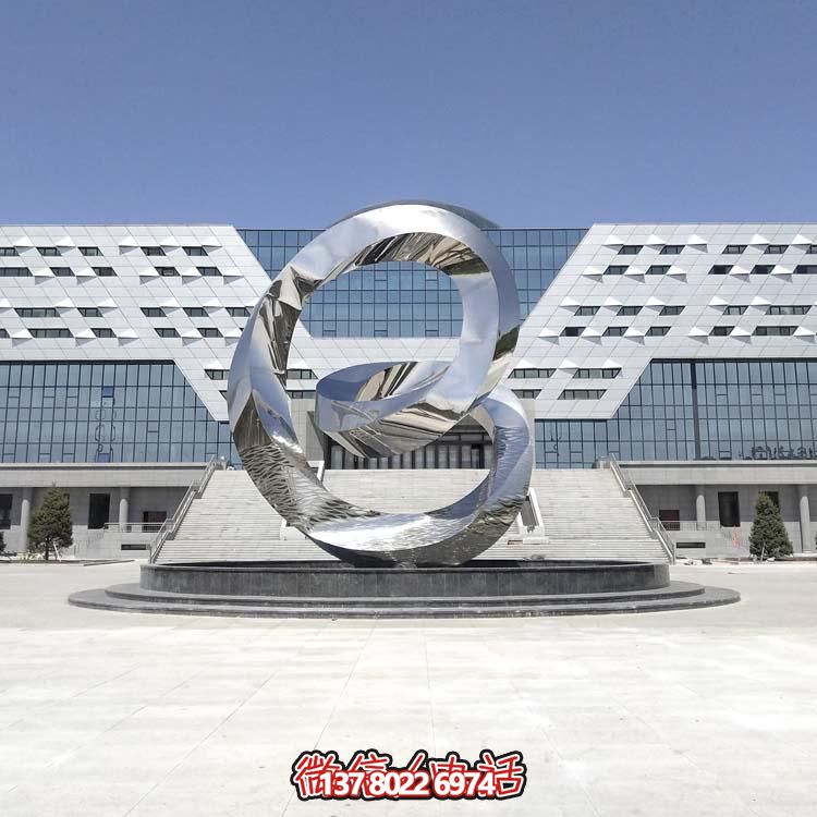 校園圖書(shū)館不銹鋼雕塑大型校慶抽象景觀雕塑