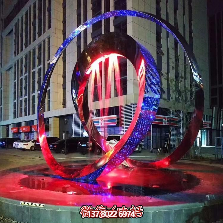 大型不銹鋼發(fā)光圓環(huán)廣場(chǎng)亮化景觀(guān)雕塑