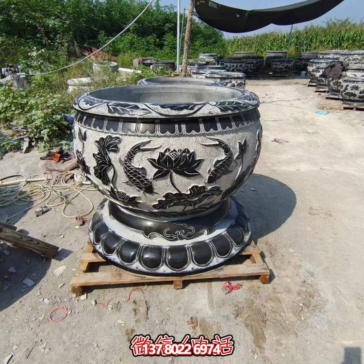 青石石雕戶(hù)外園林景觀(guān)流水?dāng)[件花盆雕塑