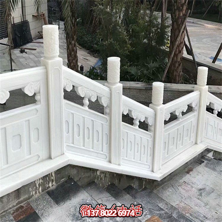 旅游景點樓梯臺階漢白玉雕刻扶手防護(hù)欄板