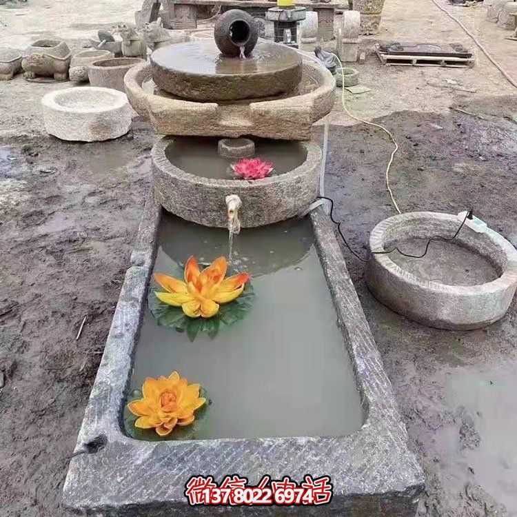 青石石雕戶(hù)外園林景觀流水?dāng)[件石槽雕塑