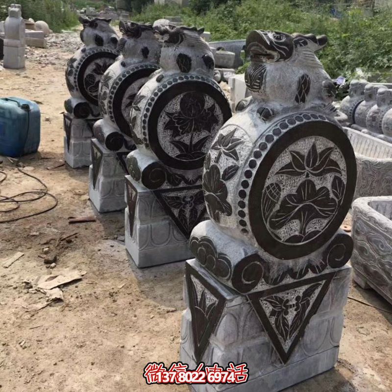 大理石仿青古代無(wú)雕刻門(mén)墩擺件