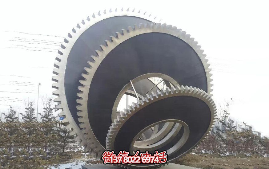 公園廣場創(chuàng)意抽象不銹鋼齒輪雕塑